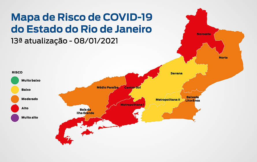 Mapa de Risco de Covid-19: Baixada Fluminense continua sob alto risco