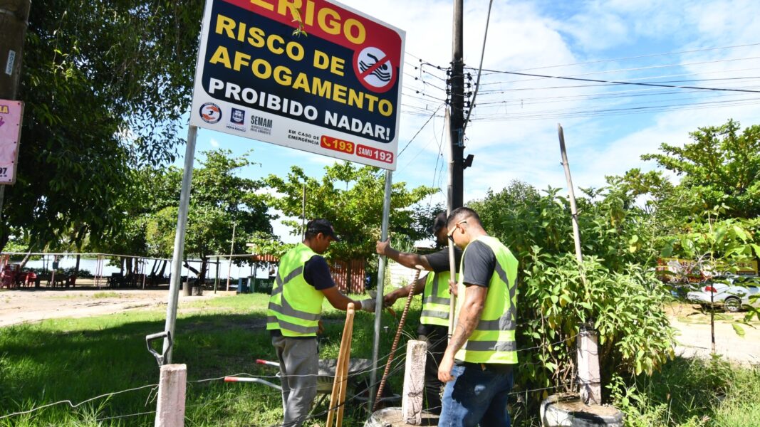 Prefeitura de Nova Iguaçu instala placas para prevenir afogamentos no Guandu